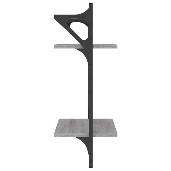 Wandregale mit Stange, Grau Sonoma, 2er Set