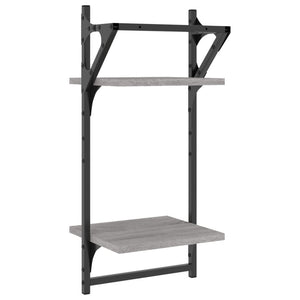 Wandregale mit Stange, Grau Sonoma, 2er Set