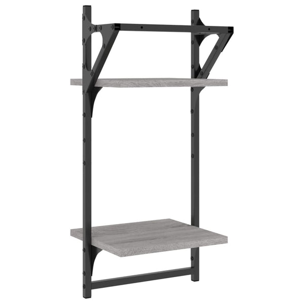 Wandregale mit Stange, Grau Sonoma, 2er Set