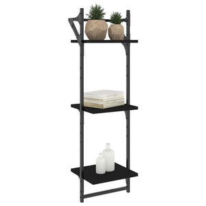 Wandregale mit Stange, 2er Set, Schwarz