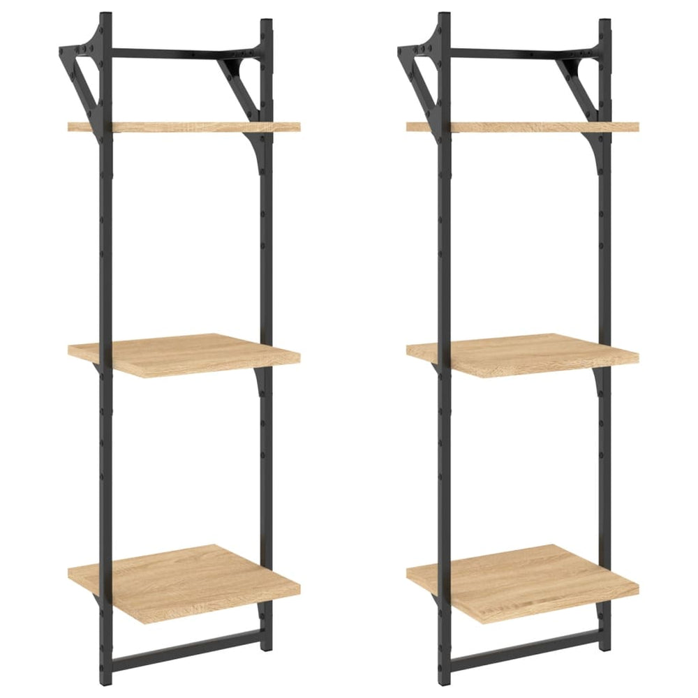 Wandregale Sonoma Eiche mit Stangen, 2er Set