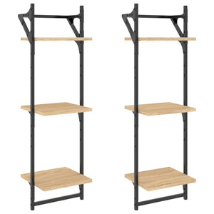 Wandregale Sonoma Eiche mit Stangen, 2er Set