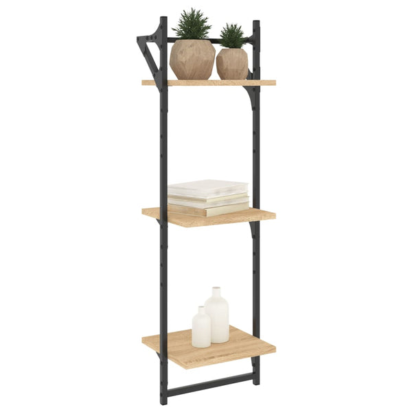 Wandregale Sonoma Eiche mit Stangen, 2er Set