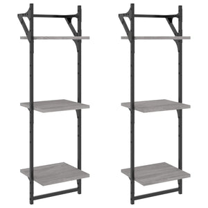 Wandregale mit Stange, 2er Set, Grau Sonoma