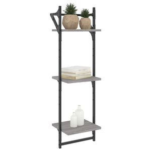 Wandregale mit Stange, 2er Set, Grau Sonoma