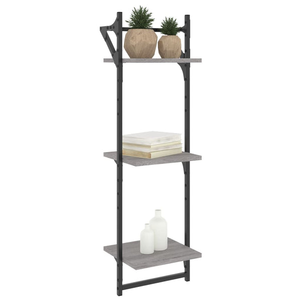 Wandregale mit Stange, 2er Set, Grau Sonoma