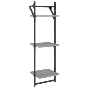 Wandregale mit Stange, 2er Set, Grau Sonoma