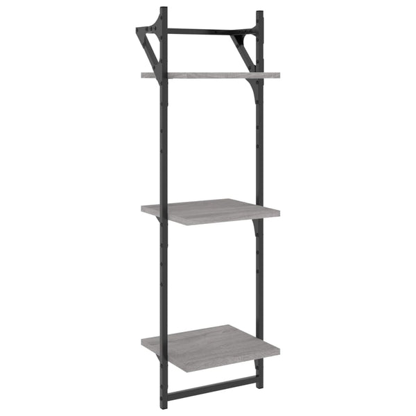 Wandregale mit Stange, 2er Set, Grau Sonoma