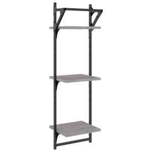 Wandregale mit Stange, 2er Set, Grau Sonoma