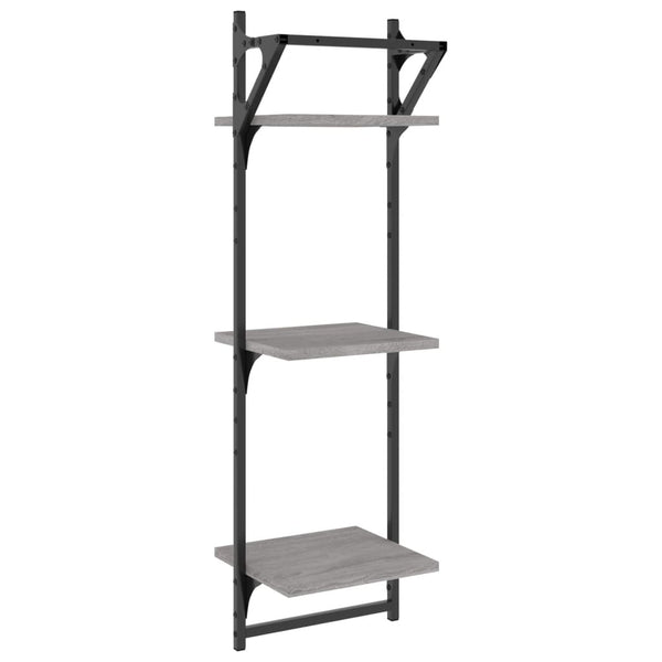 Wandregale mit Stange, 2er Set, Grau Sonoma