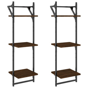 Wandregale mit Stangen, 2er Set Eichen-Optik