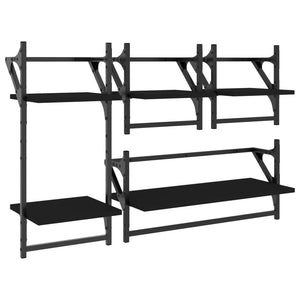 Wandregal Set, 4-teilig, Schwarz