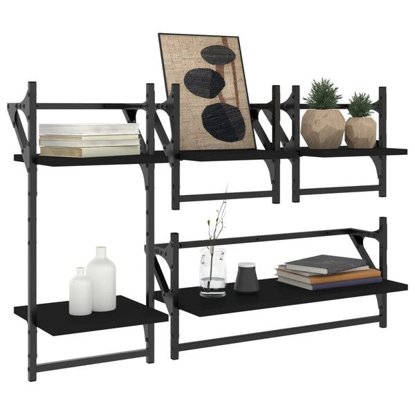 Wandregal Set, 4-teilig, Schwarz