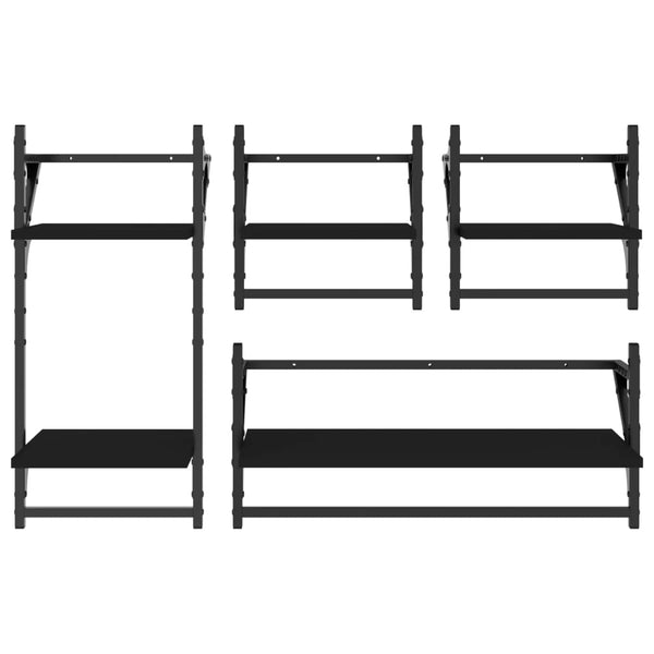 Wandregal Set, 4-teilig, Schwarz