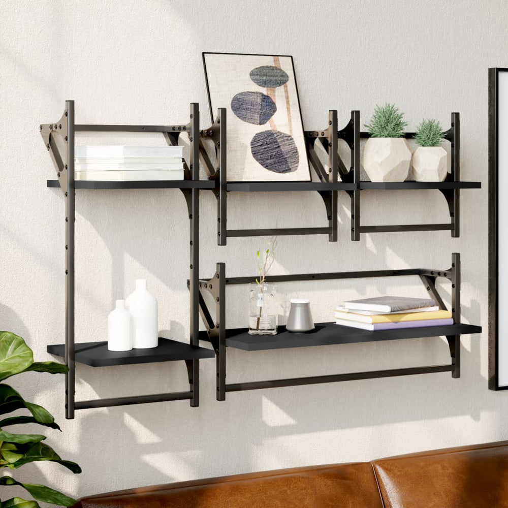 Wandregal Set, 4-teilig, Schwarz