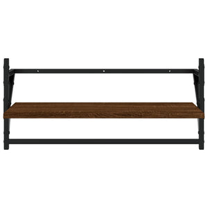 Wandregal-Set mit Stangen, Eichen-Optik, 4-teilig