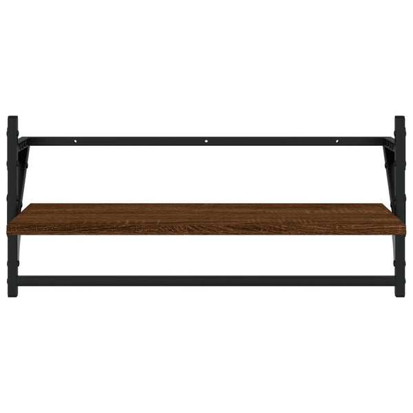 Wandregal-Set mit Stangen, Eichen-Optik, 4-teilig
