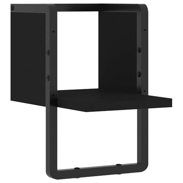 Schwarzes Wandregal mit Stange, 20x25x30 cm