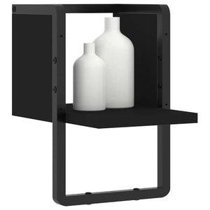 Schwarzes Wandregal mit Stange, 20x25x30 cm