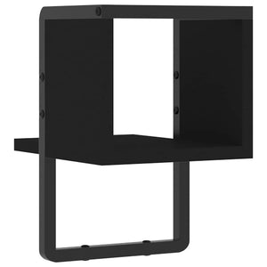Schwarzes Wandregal mit Stange, 20x25x30 cm