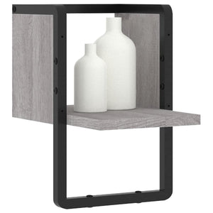 Wandregal Grau Sonoma mit Stange 20x30 cm