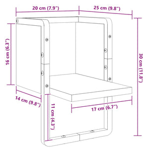 Wandregal Grau Sonoma mit Stange 20x30 cm