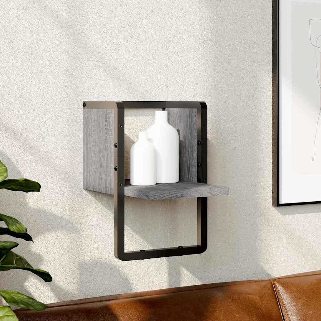 Wandregal Grau Sonoma mit Stange 20x30 cm