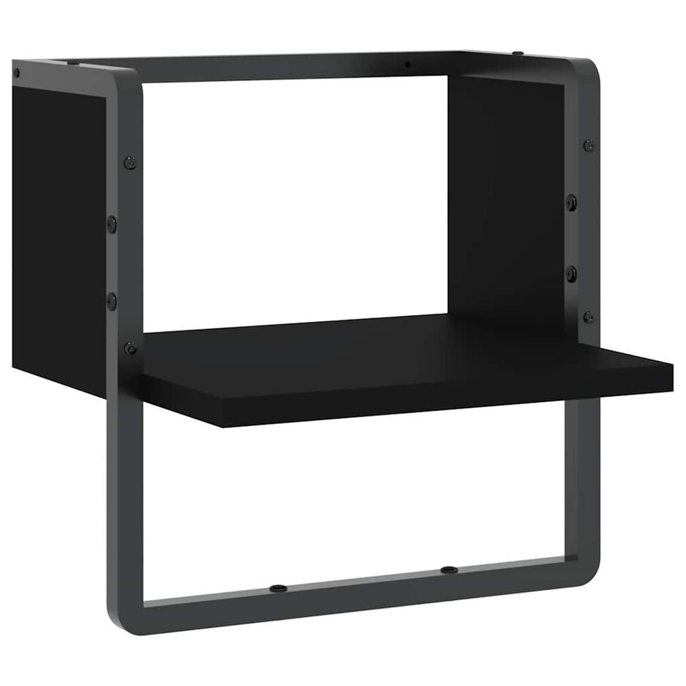 Schwarzes Wandregal mit Stange 30x25x30 cm