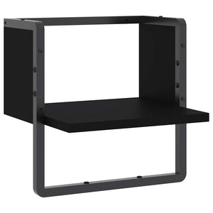 Schwarzes Wandregal mit Stange 30x25x30 cm