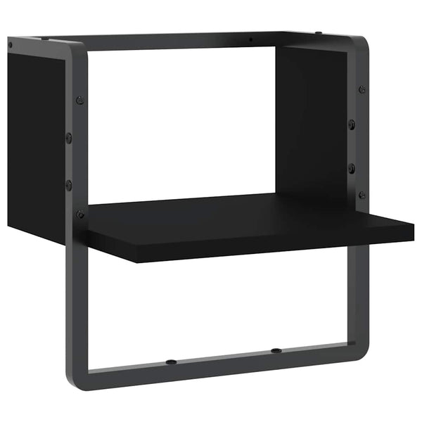 Schwarzes Wandregal mit Stange 30x25x30 cm