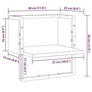 Schwarzes Wandregal mit Stange 30x25x30 cm