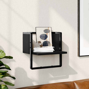 Schwarzes Wandregal mit Stange 30x25x30 cm