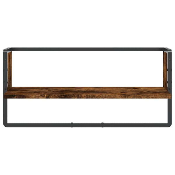 Wandregal mit Stange Räuchereiche 65 cm