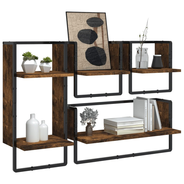 Wandregal Set, 4-teilig, Räuchereiche