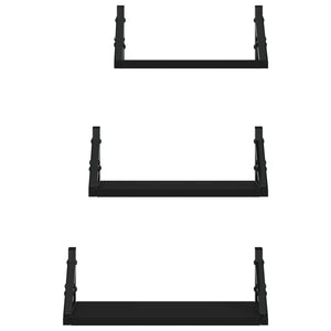 3-tlg. Schwarzes Wandregal-Set
