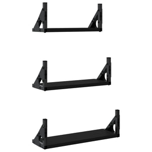 3-tlg. Schwarzes Wandregal-Set