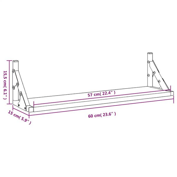 Wandregale 2er Set, Räuchereiche 60cm