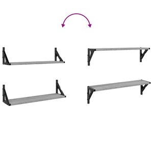 Wandregale Grau Sonoma 60x15 cm, 2er-Set