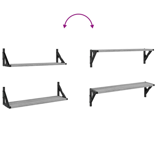 Wandregale Grau Sonoma 60x15 cm, 2er-Set