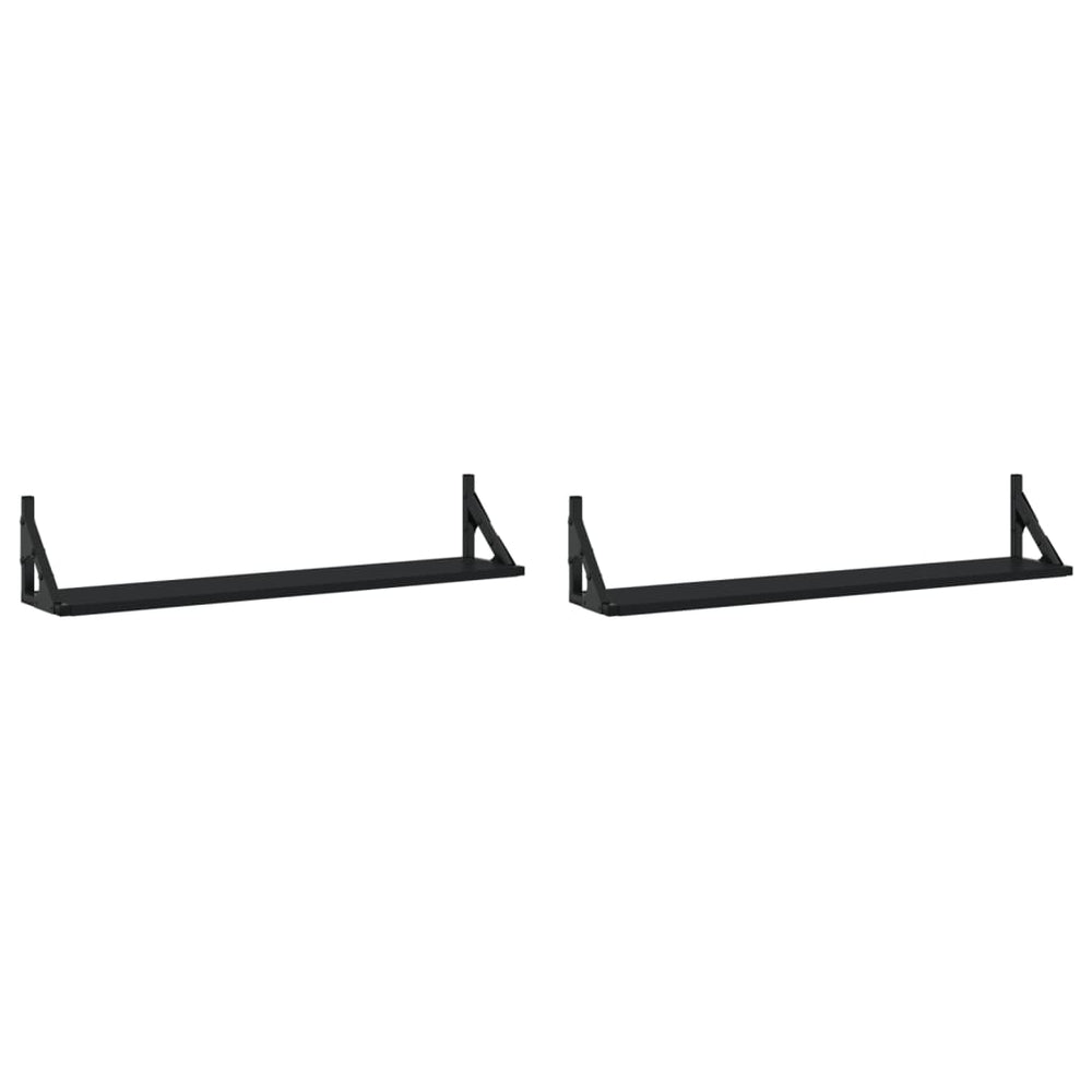 Schwarze Wandregale, 2er Set, 80 cm