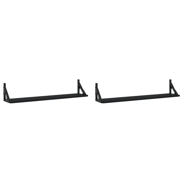 Schwarze Wandregale, 2er Set, 80 cm