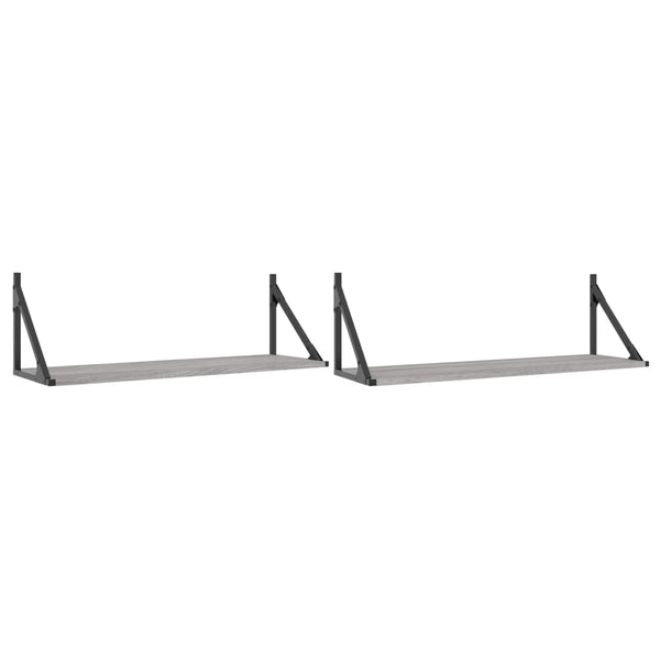 Graue Wandregale, 2er Set, 80 cm