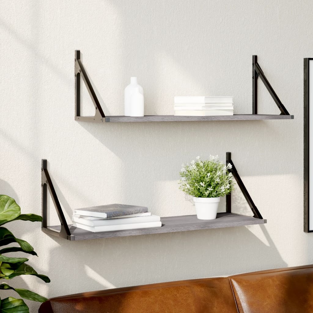 Graue Wandregale, 2er Set, 80 cm