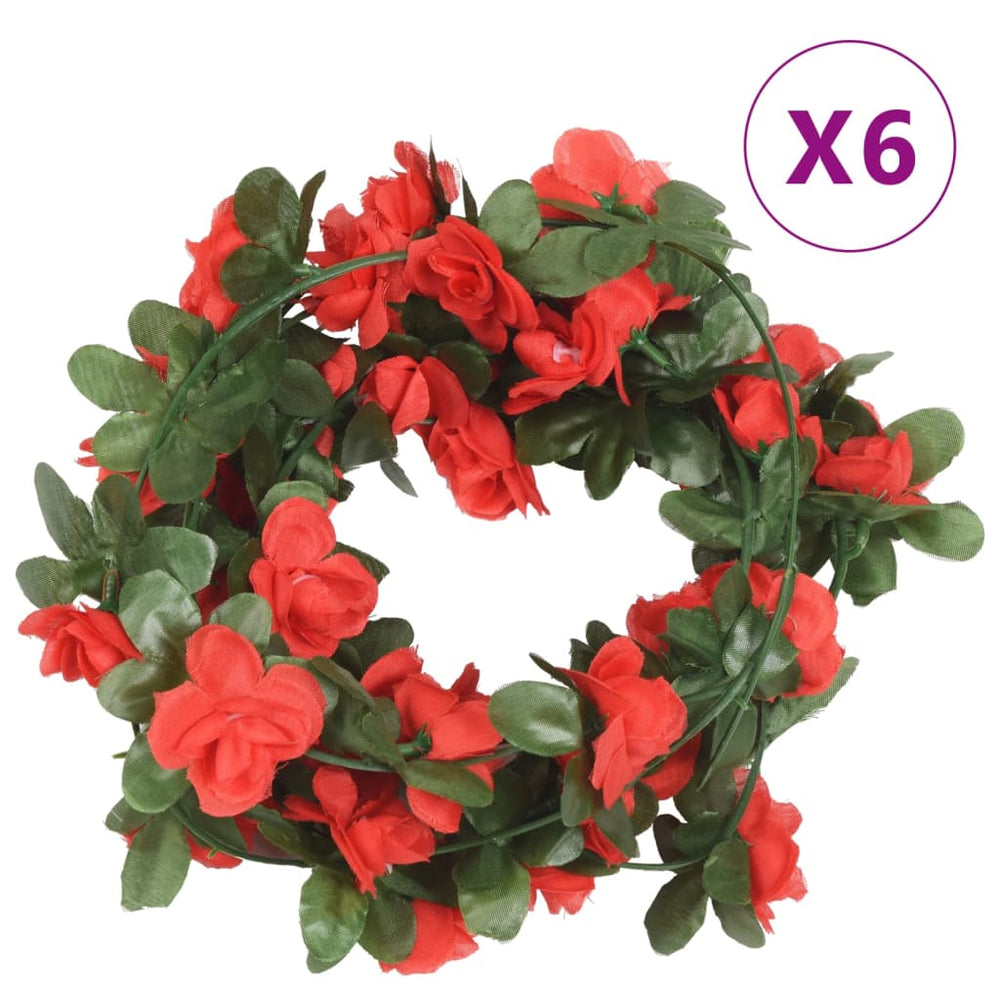 Blumengirlande Frühlingsrosen Rot, 6 Stk.