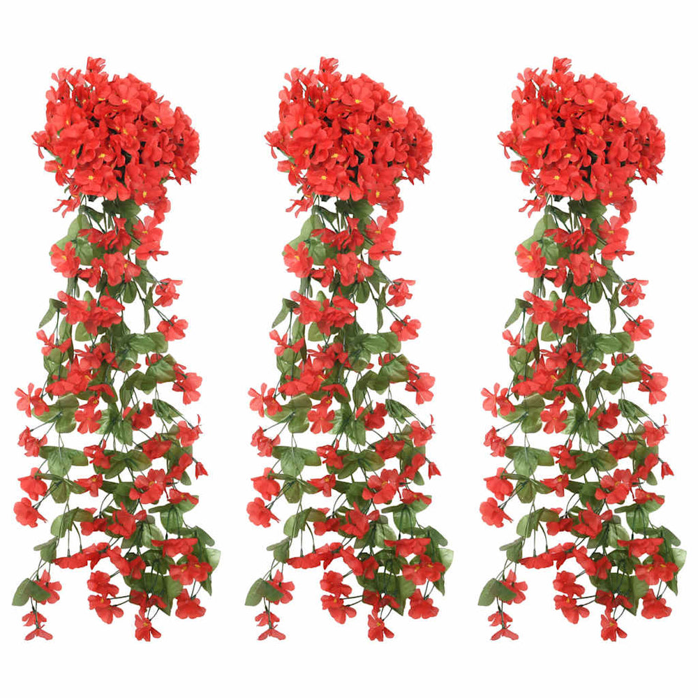 Rote Blumen Girlanden, 3er Set, 85cm