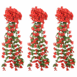 Rote Blumen Girlanden, 3er Set, 85cm