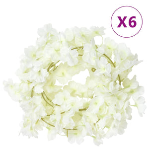 vidaXL Guirlandes de fleurs Fleurs 6 pcs Blanc 180 cm