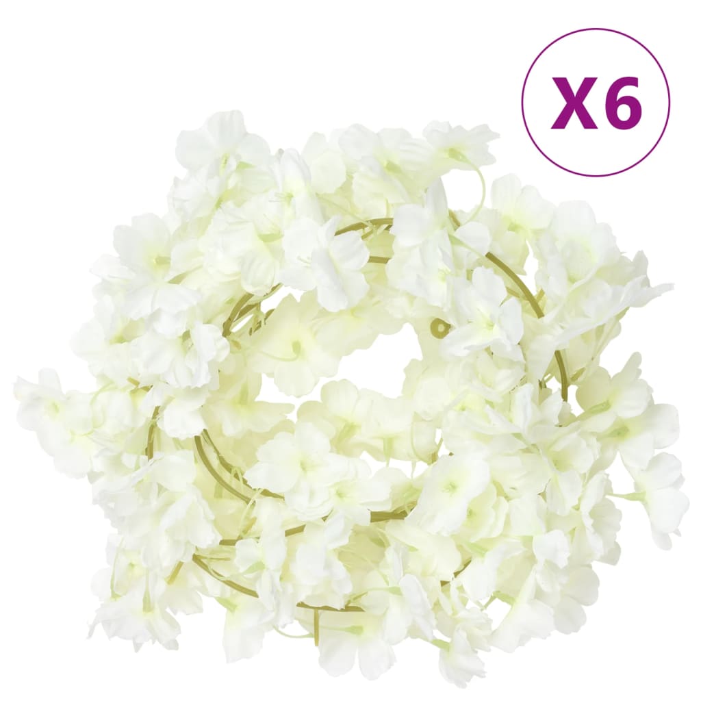 vidaXL Guirlandes de fleurs Fleurs 6 pcs Blanc 180 cm
