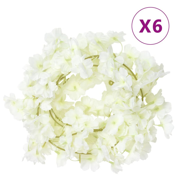 vidaXL Guirlandes de fleurs Fleurs 6 pcs Blanc 180 cm
