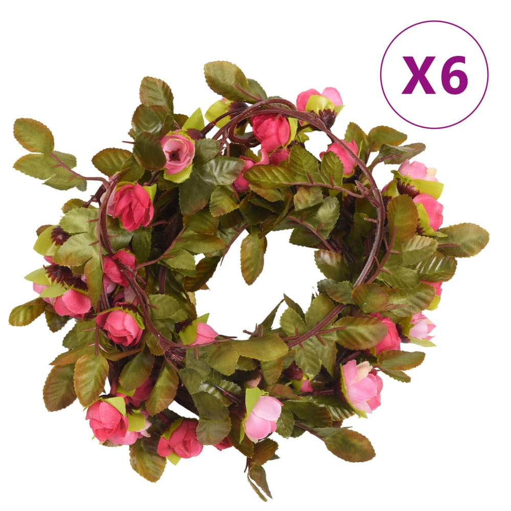 Rosenrote Blumengirlanden, 6 Stk, 215 cm